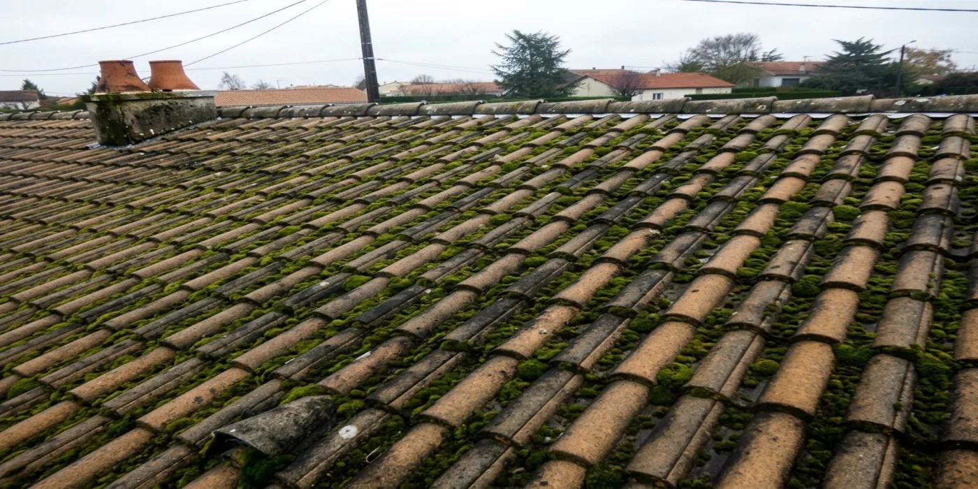 Nettoyage de toiture à Nangis — avant (chantier 2)